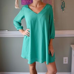 Lulus Emerald Green V-Neck Dress